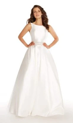 Alyce Paris Sleeveless Bateau Mikado A-Line Gown 60113 - 1 Pc Diamond White In Size 8 And 10 Available
