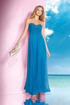 Formal Gowns Alyce Paris - Strapless Bejeweled Silky Chiffon Sweetheart Long Gown 35592
