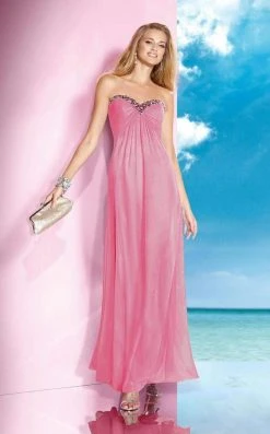 Formal Gowns Alyce Paris - Strapless Bejeweled Silky Chiffon Sweetheart Long Gown 35592