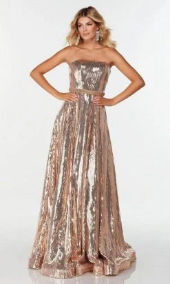 Alyce Paris - Strapless Sequin Prom Dress 61233 - 1 Pc Rose Gold In Size 20 Available Formal Gowns