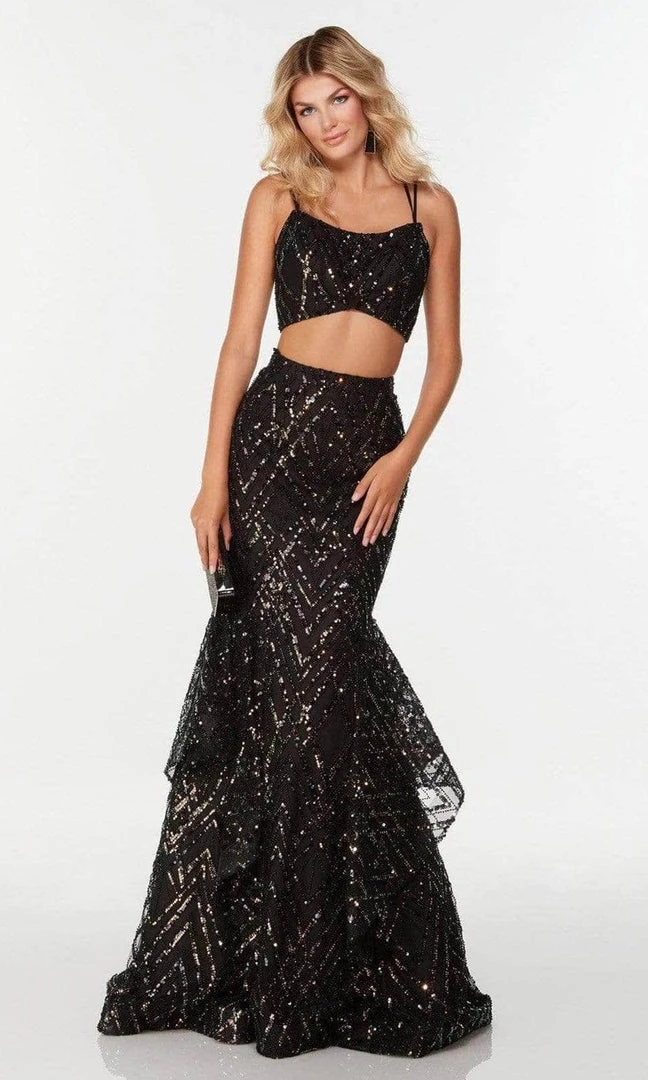 Alyce Paris - Two Piece Sequined Prom Dress 61212 - 1 Pc Black/Gold In Size 2 Available 3 Alyce Paris - Two Piece Sequined Prom Dress 61212 - 1 Pc Black/Gold In Size 2 Available