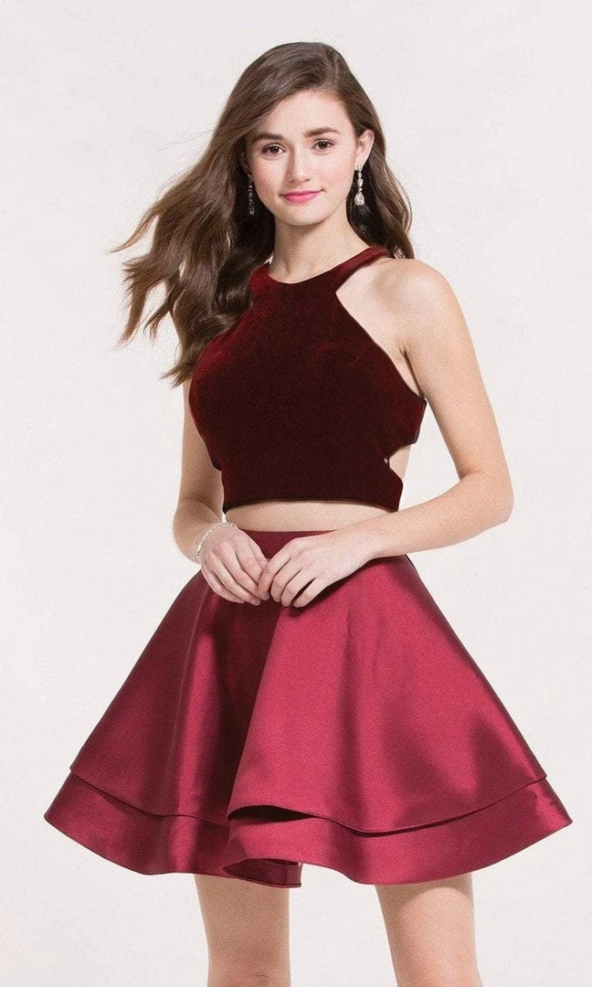 Alyce Paris - Two Piece Velvet Bodice Halter Dress 2648 - 1 Pc Wine In Size 00 Available 3 Alyce Paris - Two Piece Velvet Bodice Halter Dress 2648 - 1 Pc Wine In Size 00 Available