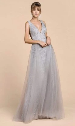 Andrea And Leo - A0518 Beaded V-Neck A-Line Dress