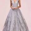 Andrea And Leo - A0620 Embroidered Lace Deep V Neck Ballgown Formal Gowns