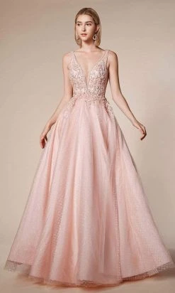 Formal Gowns Andrea And Leo - A0696 Floral Appliqued Beaded V Cut Bodice Ballgown 14 Formal Gowns Andrea And Leo - A0696 Floral Appliqued Beaded V Cut Bodice Ballgown