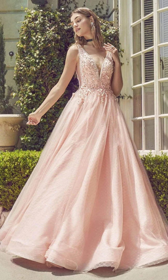 Formal Gowns Andrea And Leo - A0696 Floral Appliqued Beaded V Cut Bodice Ballgown 5 Formal Gowns Andrea And Leo - A0696 Floral Appliqued Beaded V Cut Bodice Ballgown