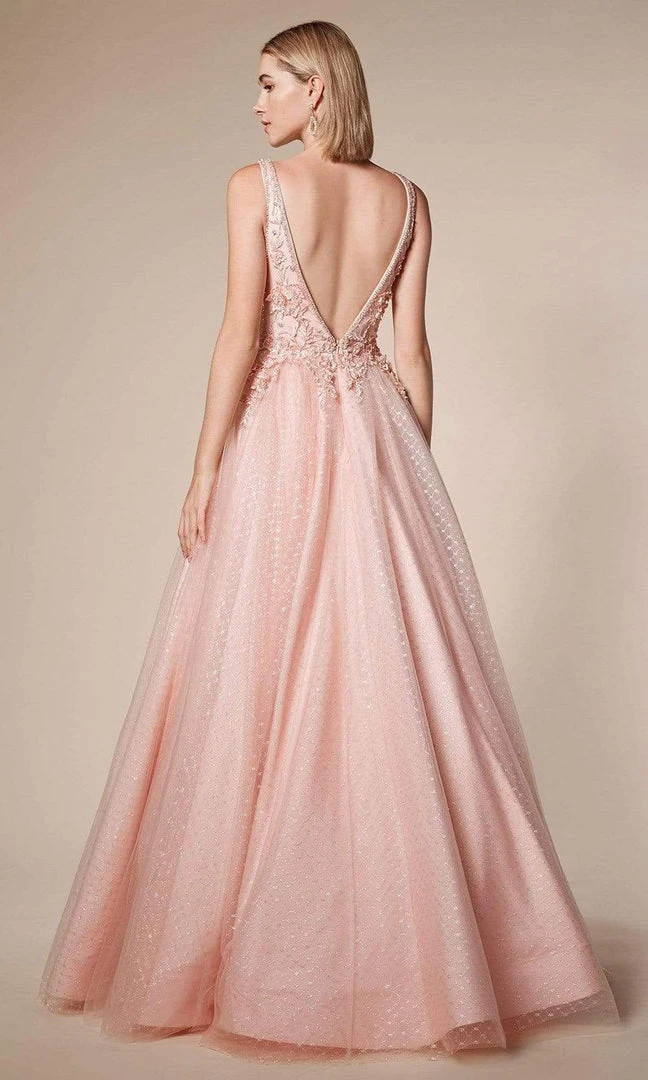 Formal Gowns Andrea And Leo - A0696 Floral Appliqued Beaded V Cut Bodice Ballgown 4 Formal Gowns Andrea And Leo - A0696 Floral Appliqued Beaded V Cut Bodice Ballgown