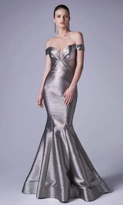 Formal Gowns Andrea And Leo - A0725 Off-Shoulder Metallic Jacquard Mermaid Gown