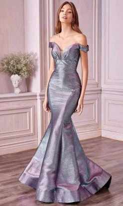 Formal Gowns Andrea And Leo - A0725 Off-Shoulder Metallic Jacquard Mermaid Gown