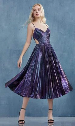 Cocktail Dresses Andrea And Leo - A0864 V Neck Pleated A-Line Dress