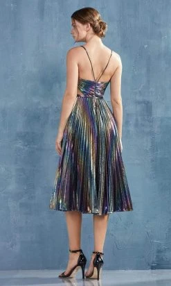 Cocktail Dresses Andrea And Leo - A0864 V Neck Pleated A-Line Dress