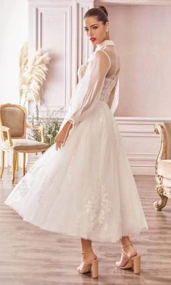 Cocktail Dresses Andrea And Leo - A1016 Collared Illusion Neckline Cocktail Length Bridal Dress - 1 Pc Off White In Size 16 Available 7 Cocktail Dresses Andrea And Leo - A1016 Collared Illusion Neckline Cocktail Length Bridal Dress - 1 Pc Off White In Size 16 Available