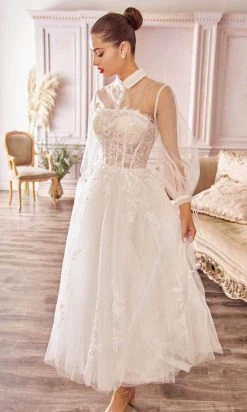 Cocktail Dresses Andrea And Leo - A1016 Collared Illusion Neckline Cocktail Length Bridal Dress - 1 Pc Off White In Size 16 Available 6 Cocktail Dresses Andrea And Leo - A1016 Collared Illusion Neckline Cocktail Length Bridal Dress - 1 Pc Off White In Size 16 Available