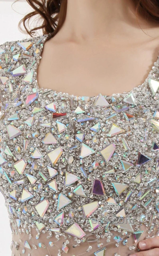 Angela & Alison - 31007 Crystal Ornate Illusion Panel Sheath Dress 5 Angela & Alison - 31007 Crystal Ornate Illusion Panel Sheath Dress