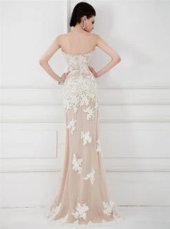 Angela & Alison - 41002 Strapless Adorned Applique Sheath Gown Formal Gowns
