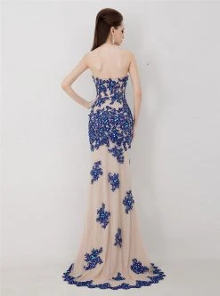 Angela & Alison - 41002 Strapless Adorned Applique Sheath Gown Formal Gowns