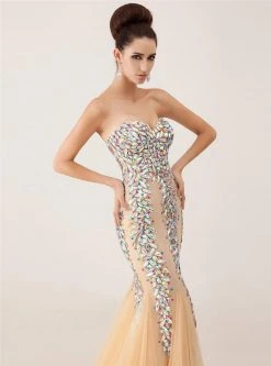 Angela & Alison - 41008C Bedazzled Sweetheart Mermaid Dress