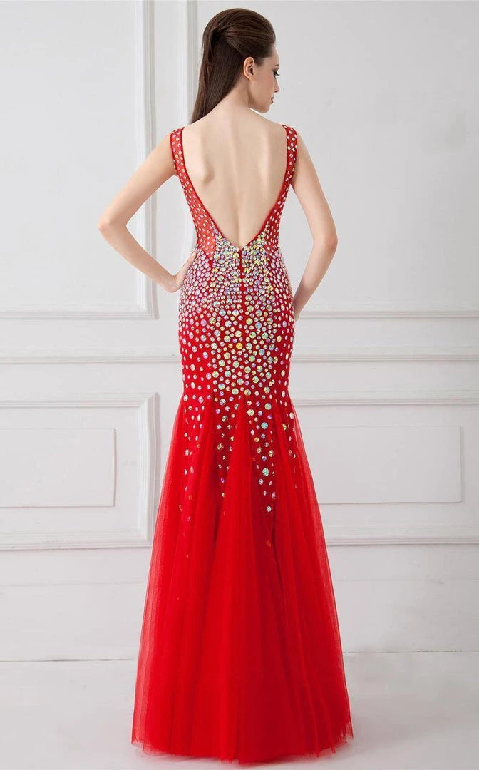 Angela & Alison - 41012 Shimmering Ornate V-Neck Trumpet Gown Formal Gowns 4 Angela & Alison - 41012 Shimmering Ornate V-Neck Trumpet Gown Formal Gowns