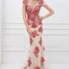 Angela & Alison - 41102 Floral Lace Sweetheart Sheath Dress