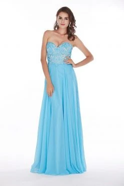 Formal Gowns Angela & Alison - 41105S Strapless Embroidered Sweetheart Long Dress