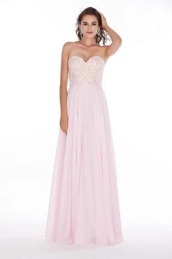 Formal Gowns Angela & Alison - 41105S Strapless Embroidered Sweetheart Long Dress