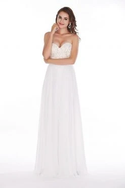 Formal Gowns Angela & Alison - 41105S Strapless Embroidered Sweetheart Long Dress