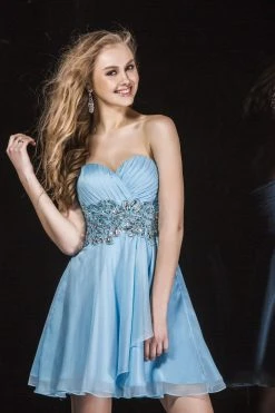 Angela & Alison - 42006 Strapless Pleated Sparkle Cocktail Dress