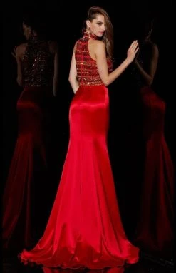 Angela & Alison - 51001 Bedazzled High Halter Trumpet Dress