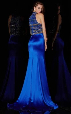 Angela & Alison - 51001 Bedazzled High Halter Trumpet Dress