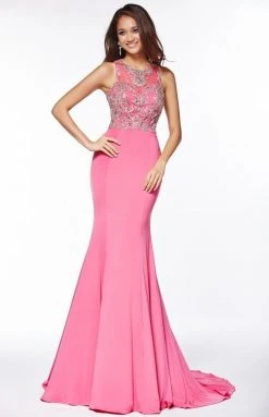 Angela & Alison - 51022 Silver Filigree Illusion Sleeveless Gown 12 Angela & Alison - 51022 Silver Filigree Illusion Sleeveless Gown