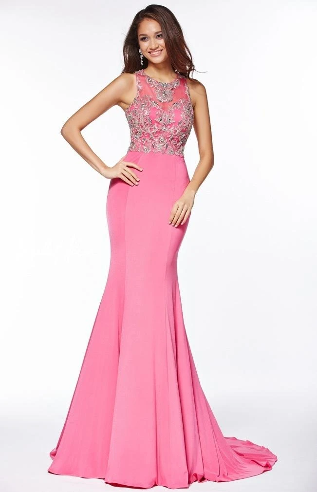 Angela & Alison - 51022 Silver Filigree Illusion Sleeveless Gown 6 Angela & Alison - 51022 Silver Filigree Illusion Sleeveless Gown