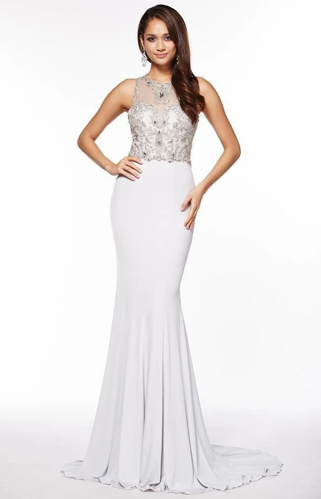 Angela & Alison - 51022 Silver Filigree Illusion Sleeveless Gown 7 Angela & Alison - 51022 Silver Filigree Illusion Sleeveless Gown