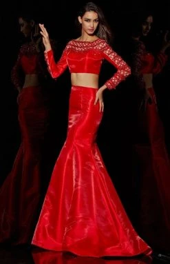 Formal Gowns Angela & Alison - 51030 Two Piece Beaded Long Sleeve Mermaid Dress 6 Formal Gowns Angela & Alison - 51030 Two Piece Beaded Long Sleeve Mermaid Dress