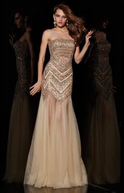 Angela & Alison - 51098 Sequined Straight Across Neck Trumpet Dress 8 Angela & Alison - 51098 Sequined Straight Across Neck Trumpet Dress