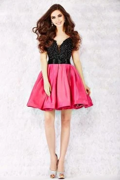 Angela & Alison - 52004 Beaded Floral Lace A-Line Dress