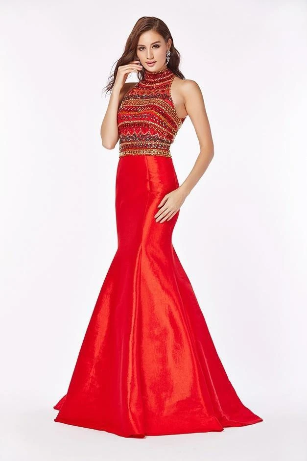 Angela & Alison - 61008 Ornate High Halter Mermaid Gown 5 Angela & Alison - 61008 Ornate High Halter Mermaid Gown