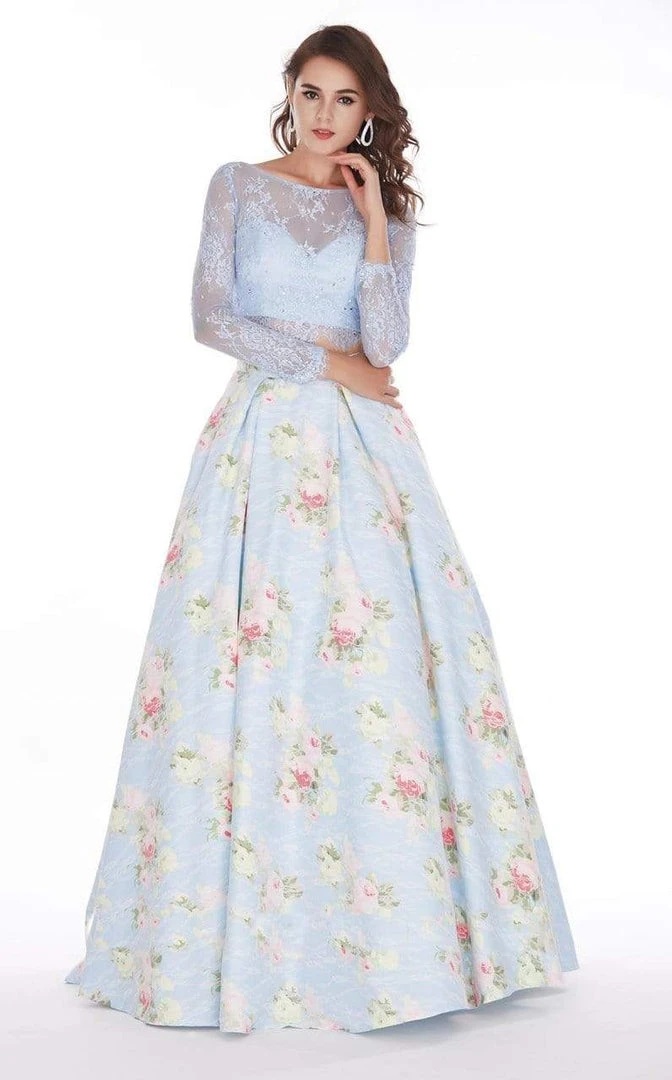 Angela & Alison - 61059 Two Piece Lace Floral A-line Dress 3 Angela & Alison - 61059 Two Piece Lace Floral A-line Dress