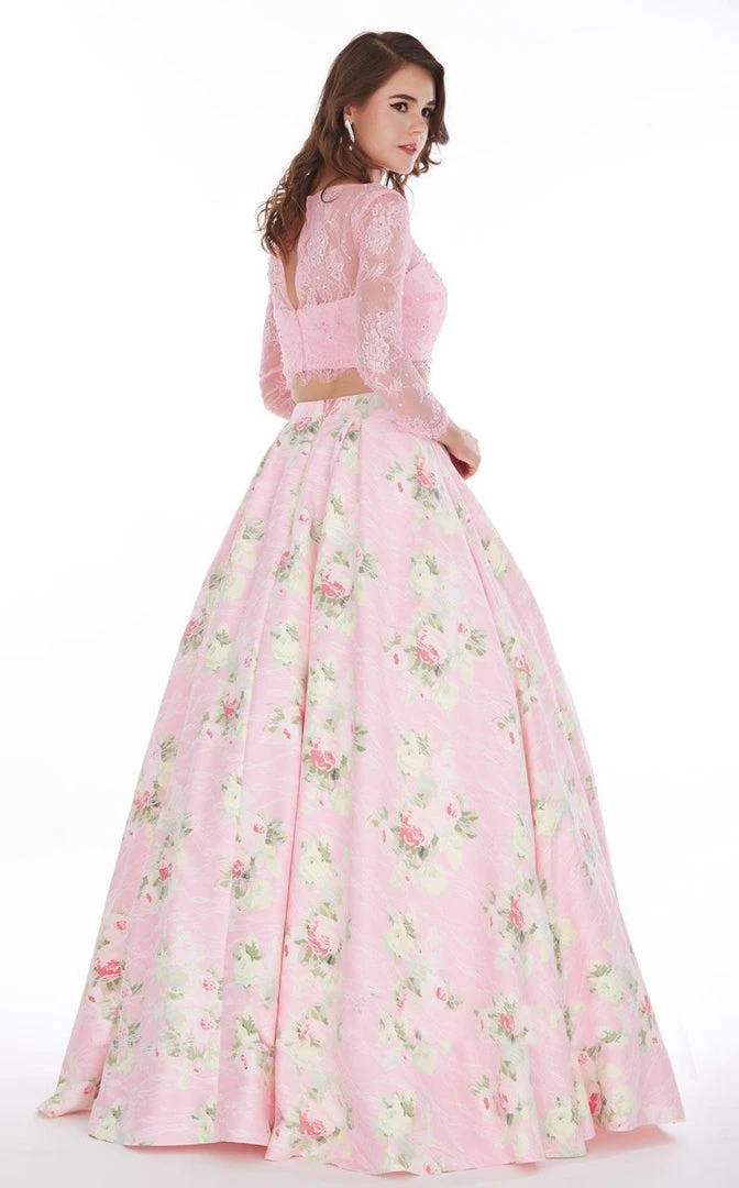 Angela & Alison - 61059 Two Piece Lace Floral A-line Dress 6 Angela & Alison - 61059 Two Piece Lace Floral A-line Dress