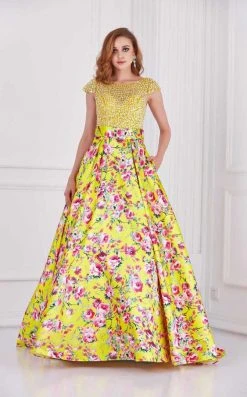 Angela & Alison - 61085 Beaded Bateau Floral Ballgown