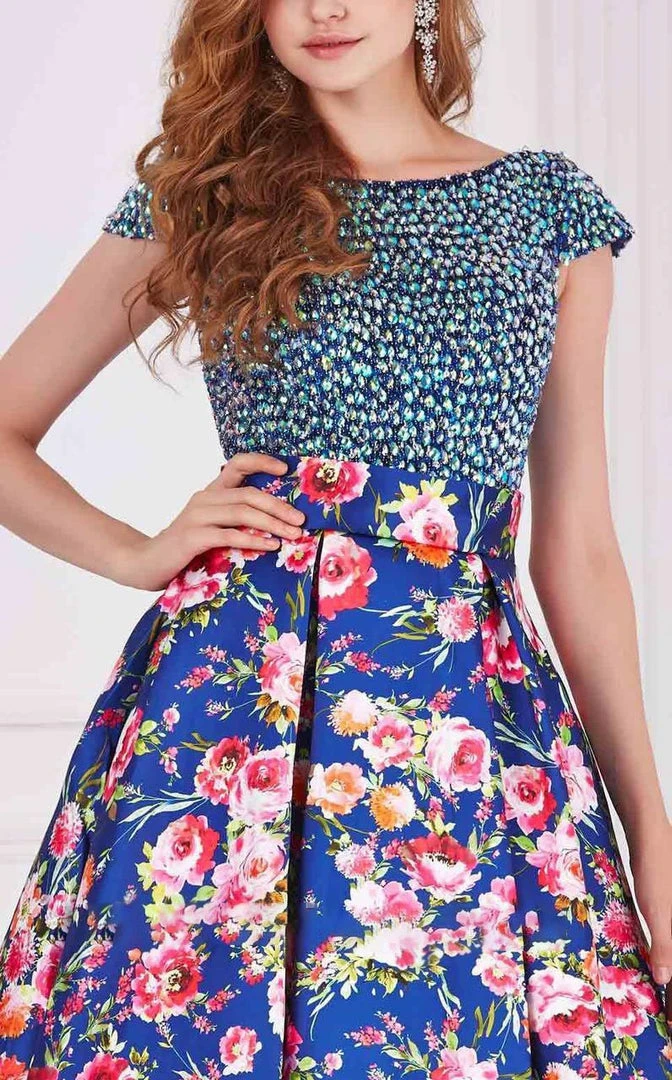 Angela & Alison - 61085 Beaded Bateau Floral Ballgown 7 Angela & Alison - 61085 Beaded Bateau Floral Ballgown