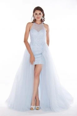 Angela & Alison - 61101 Beaded Floral High Low Gown Formal Gowns