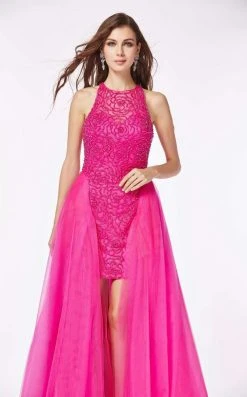 Angela & Alison - 61101 Beaded Floral High Low Gown Formal Gowns