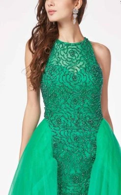 Angela & Alison - 61101 Beaded Floral High Low Gown Formal Gowns