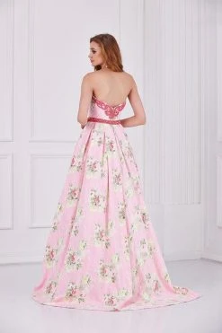 Angela & Alison - 61105 Embellished Strapless Floral Ballgown Formal Gowns