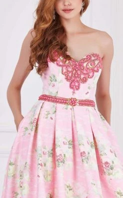 Angela & Alison - 61105 Embellished Strapless Floral Ballgown Formal Gowns