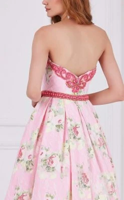 Angela & Alison - 61105 Embellished Strapless Floral Ballgown Formal Gowns