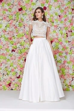 Angela & Alison - 61121 Cap Sleeve Ornate Mandarin Two-Piece Gown