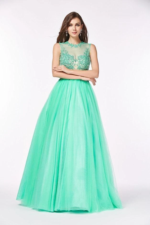 Angela & Alison - 61126 Illusion Floral Lace Festooned Ballgown Formal Gowns 3 Angela & Alison - 61126 Illusion Floral Lace Festooned Ballgown Formal Gowns