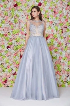 Angela & Alison - 61126 Illusion Floral Lace Festooned Ballgown Formal Gowns 10 Angela & Alison - 61126 Illusion Floral Lace Festooned Ballgown Formal Gowns