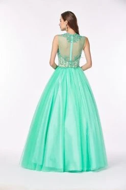 Angela & Alison - 61126 Illusion Floral Lace Festooned Ballgown Formal Gowns 9 Angela & Alison - 61126 Illusion Floral Lace Festooned Ballgown Formal Gowns